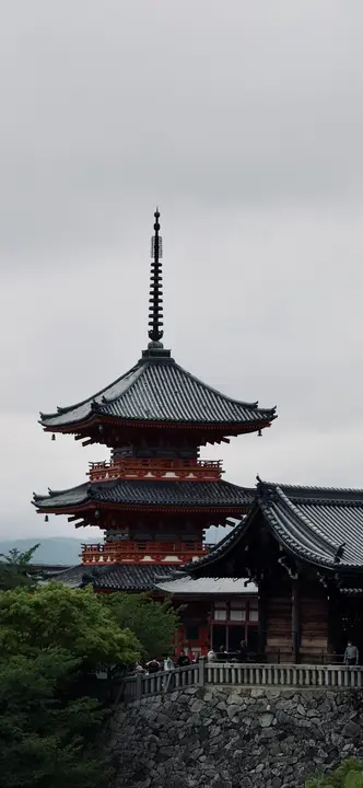 Red pagoda on a hill