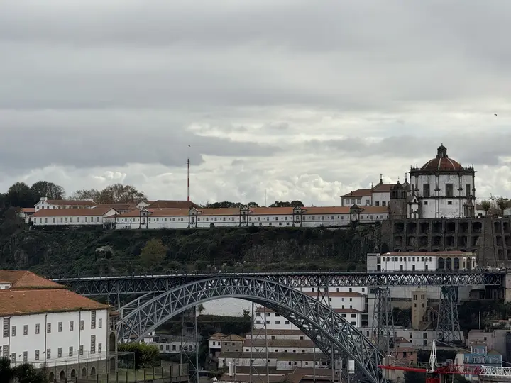 Porto and its iron bridge under clouds