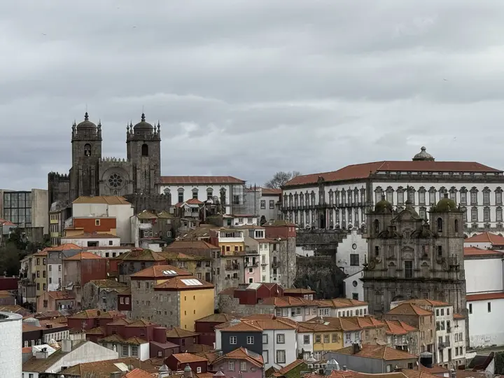 Porto cathedral above the rooftops