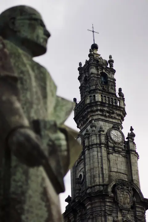 Statue and the Clérigos tower