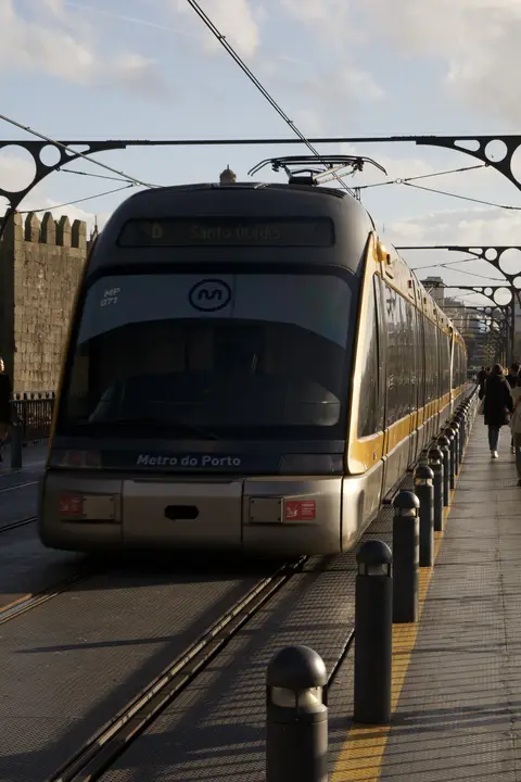 Metro train on the bridge