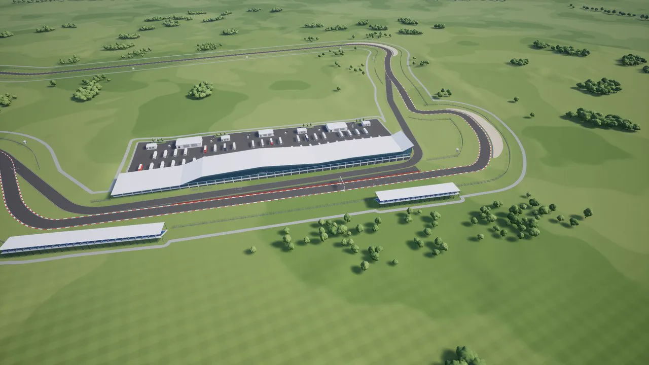 Aerial view of the reconstructed Silverstone circuit