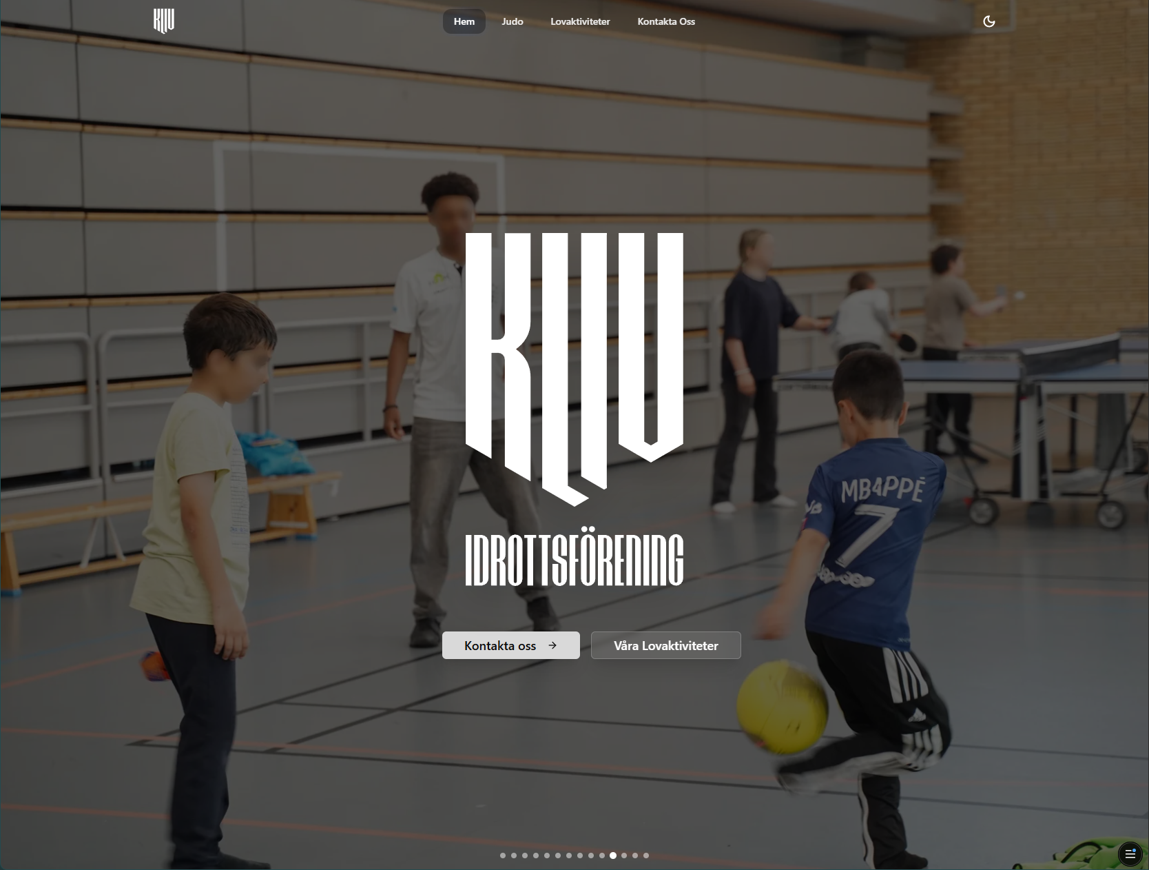 Kliv Idrottsförening website homepage with judo theme