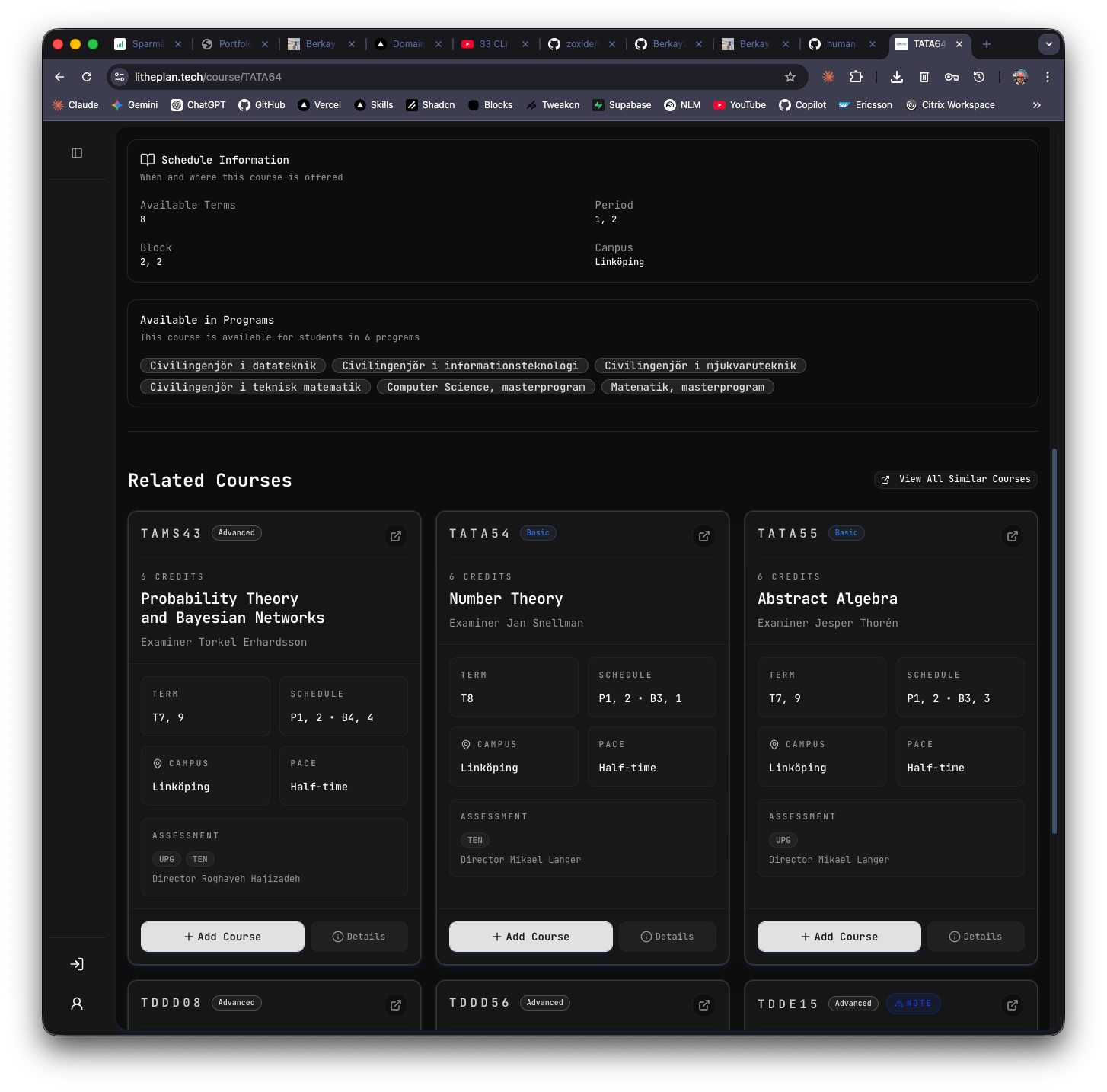 Related courses section with recommendation cards